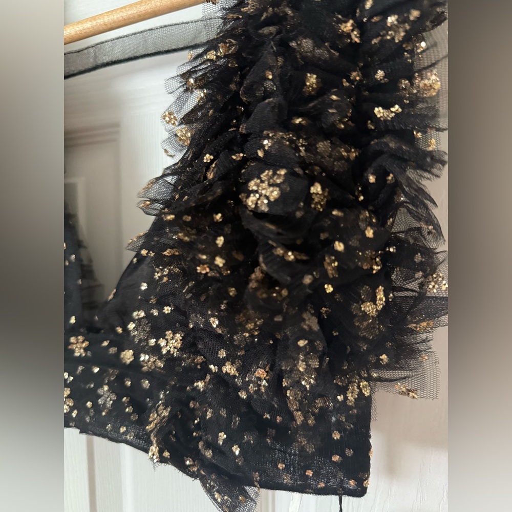 Free People Sosha Party Top black   Smocked Sparkling Embellishments M NEW - Picture 6 of 13